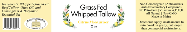 Grass-Fed Tallow Moisturizer | 2 oz | Citrus