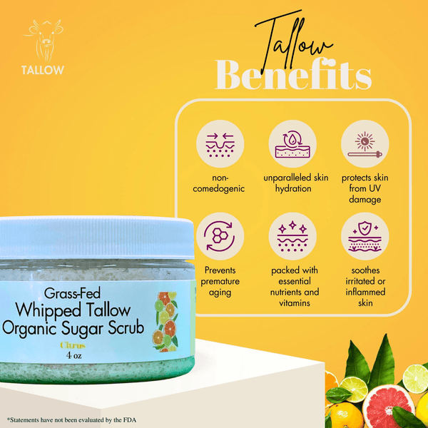 Grass-Fed Tallow Organic Sugar Scrub | Citrus